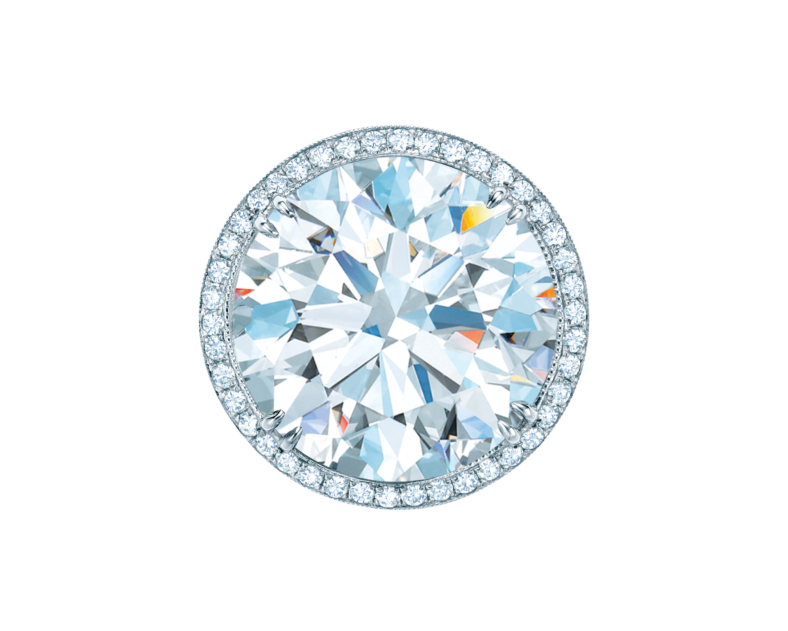 Tiffany round brilliant diamond ring in a diamond and platinum setting